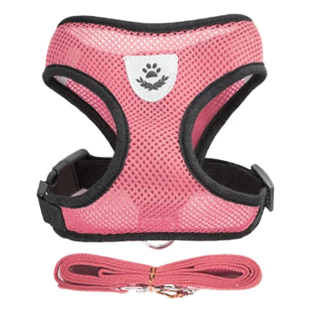 Color options for breathable pet harness leash set