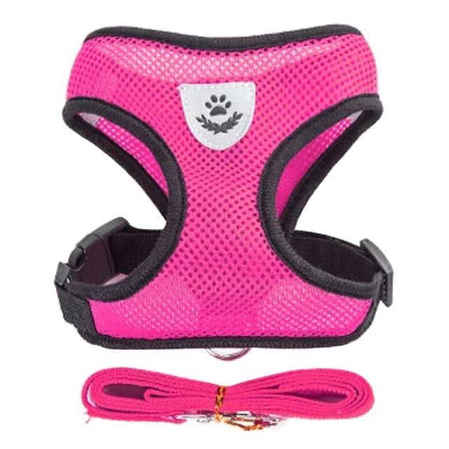 Color options for breathable pet harness leash set