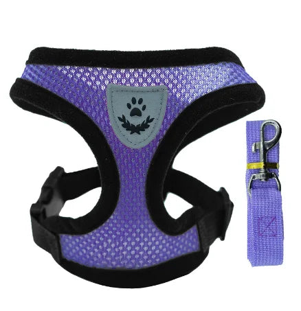Color options for breathable pet harness leash set