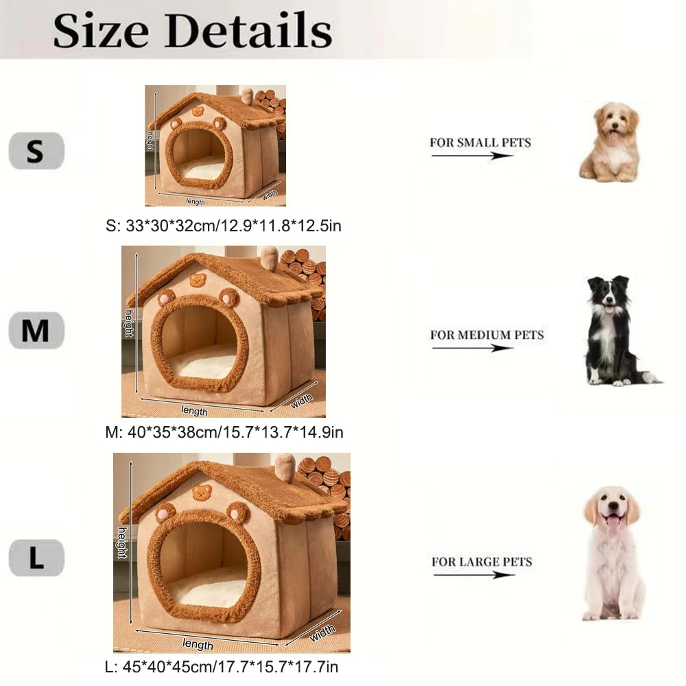 Folded enclosed pet bed showing easy storage feature