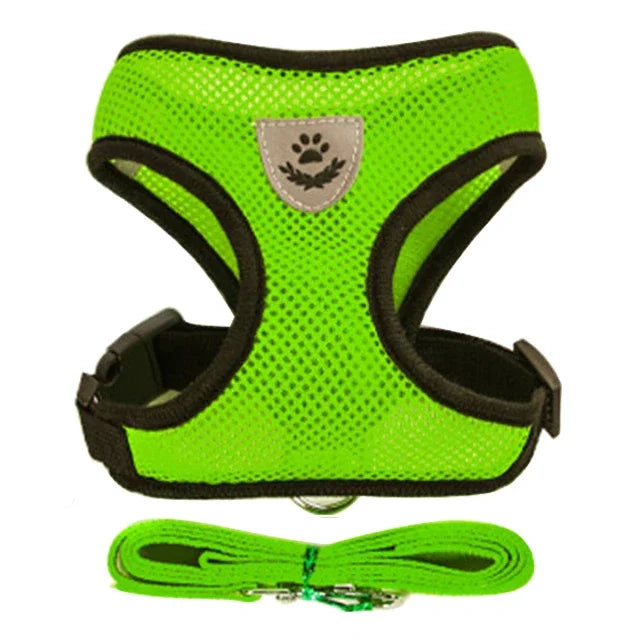 Color options for breathable pet harness leash set