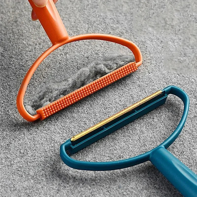 Close-up view of portable lint remover with metal blade