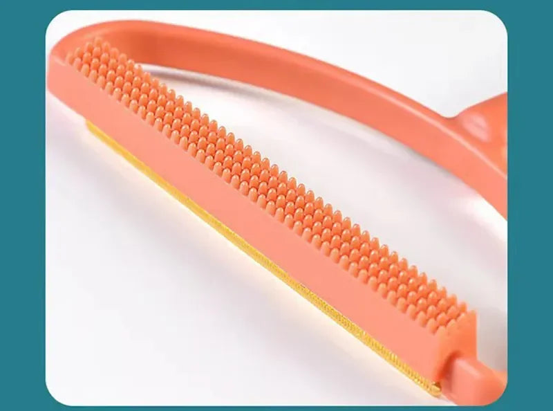 Demonstration of pet hair cleaning with portable lint remover