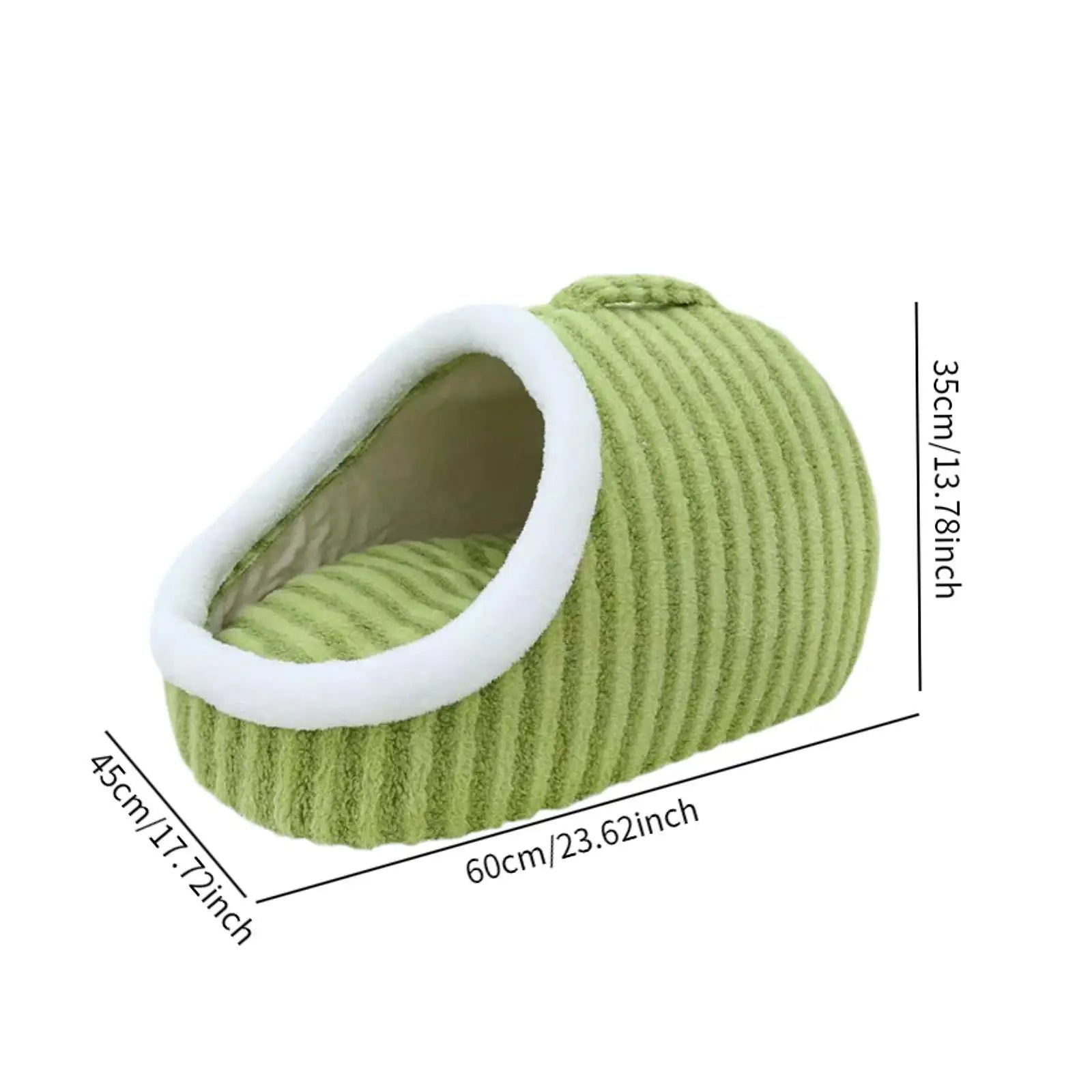 Close‑up of plush interior lining of pet house bed