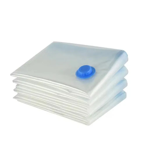 “vacuum storage bags with pump compressing bedding and clothes for space saving”