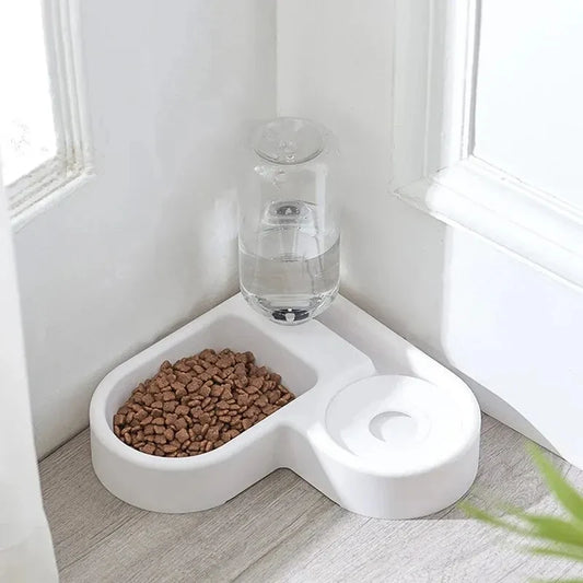 Automatic pet bowl dual use for food and water, moisture-proof design
