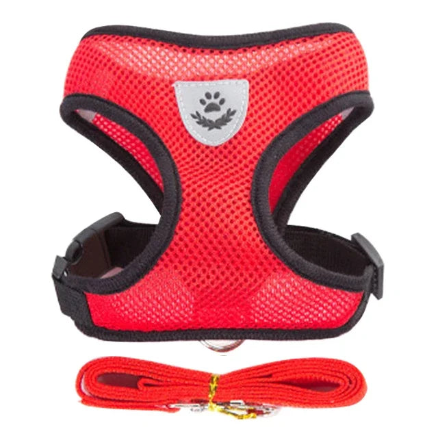 Color options for breathable pet harness leash set