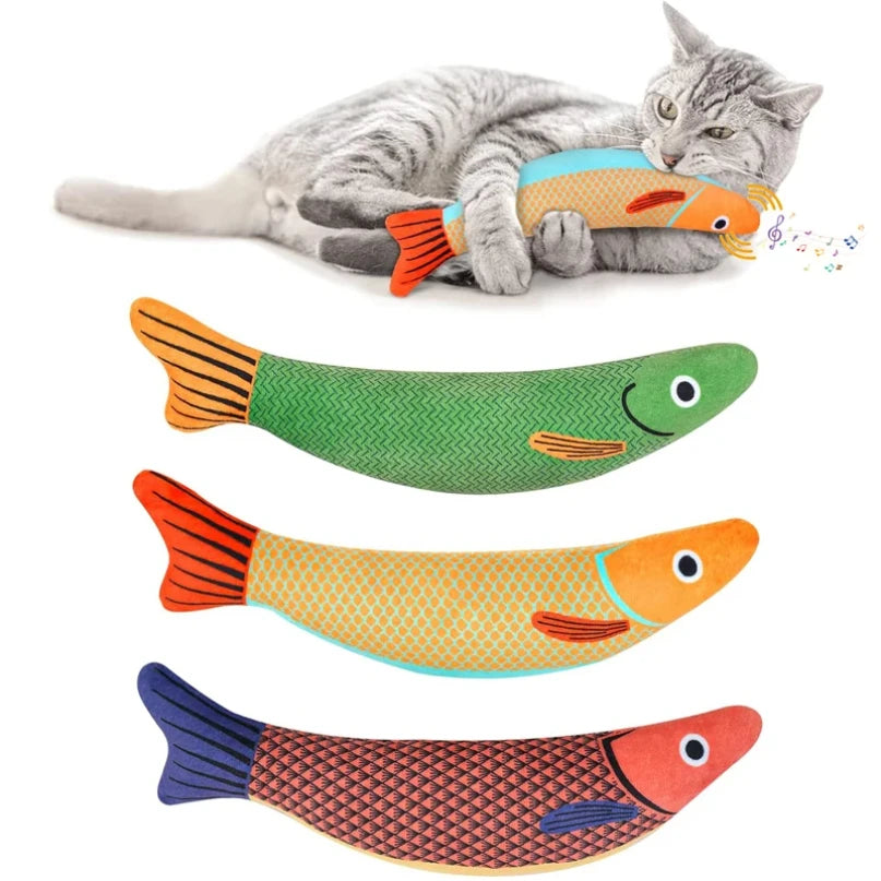 3D catnip fish toy for interactive play with kittens and cats
