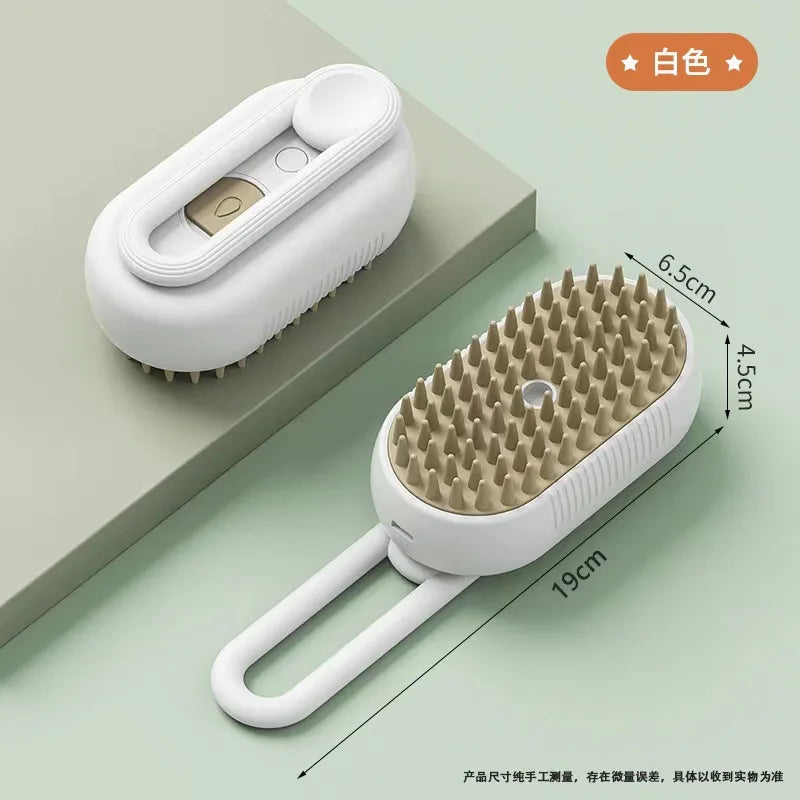 Detangling Steam Brush for Pets – White Color

