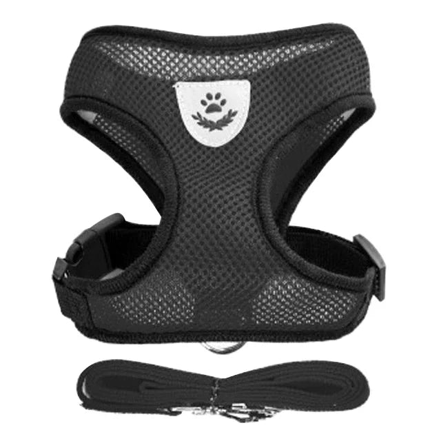Color options for breathable pet harness leash set