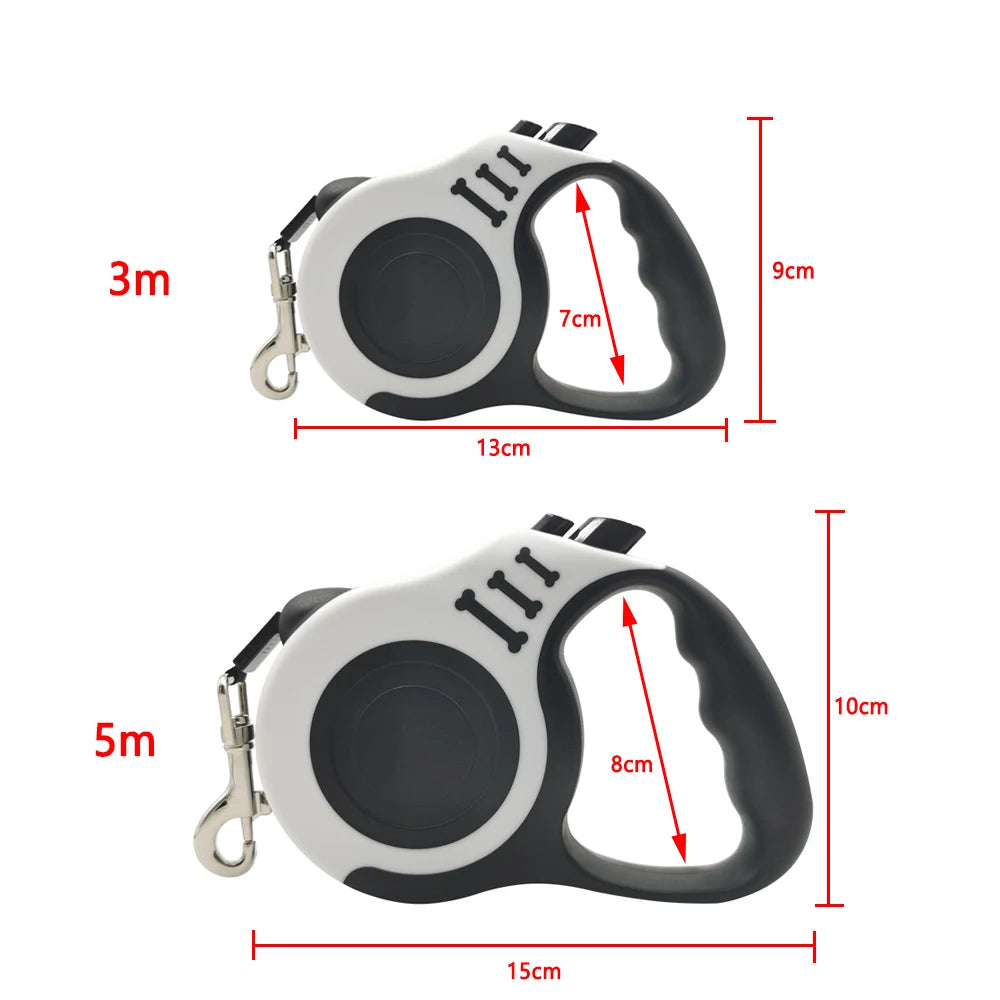 Retractable leash full handle showing rubber grip
